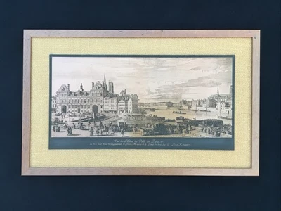Tableau GRAVURE SUR CUIVRE Vue HÔTEL DE VILLE DE PARIS Pont MARIE et SAINT-LOUIS - Photo 1/4