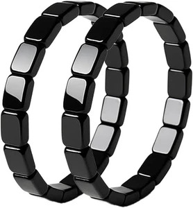 Hämatit Armband für Herren, Reclaim Your Edge & Confidence 2P - Schwarz Quadrat - Bild 1 von 6