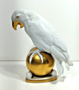 Lorenz Hutschenreuther LHS Selb Parrot Figurine 1919-1928 Mark White Gold 8x8 - Picture 1 of 20