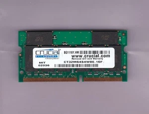 256MB PC-100 CRUCIAL CT32M64S4W8E.16F CL2 MICRON Laptop Ram Stick PC100 SDR 3.3V - Picture 1 of 3