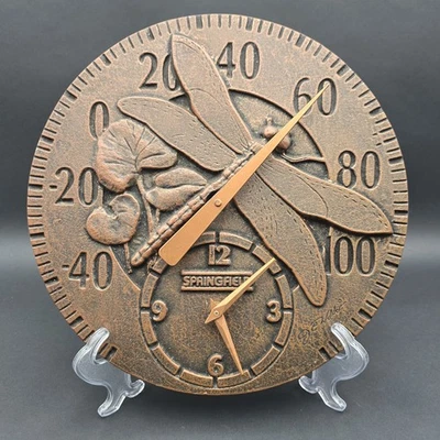Springfield Libélula 12" Metal Exterior Termómetro Reloj Funciona con Pilas Foto 1 de 4
