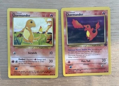 VINTAGE 1999 Pokemon Card Charmander Scratch Ember Fire Tail Basic Set Of 2 - Image 1 of 2