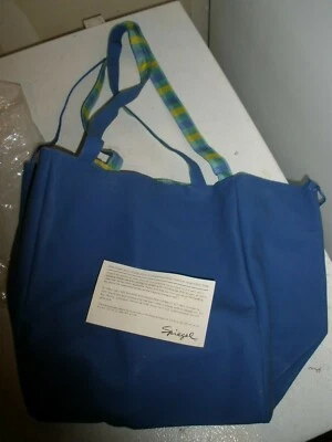 NEW Spiegel Blue Vinyl Tote 17" x 11" with Handle  (P3) Foto 1 de 2