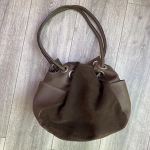 Bolso Hobo Boho Vintage Jill Cuero Marrón y Gamuza Ojal Cinch Boho - Imagen 1 de 8