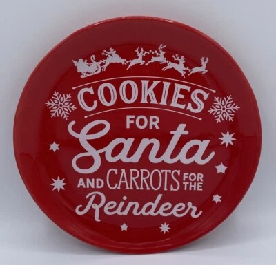 "Plato de cerámica Boston Warehouse 8"" - galletas para Santa - rojo y blanco nuevo con etiquetas" Foto 1 de 2