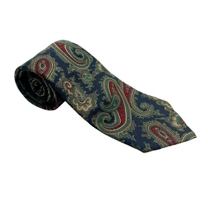 Paisley Piattelli Tie Blue Burgundy Tan Men's Necktie 100% Silk Made In USA - Bild 1 von 5
