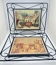 Mcm Vintage French Artist Maurice Utrillo Wrought Iron Frame 2 Prints