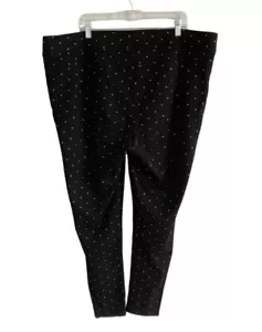 ADX Slims Silver Dot Print Black Leggings By Allison Daley Size 3X (24w-26w) - Picture 1 of 6