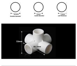 For 25mm PVC U Pressure Pipe, PVC fitting connector 5 way 5-way Cross - Picture 1 of 3