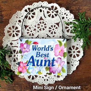 La mejor tía del mundo * Mini letrero adorno de regalo * Todos los miembros de la familia disponibles EE. UU. - Imagen 1 de 3