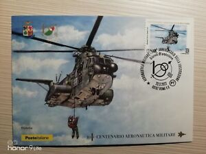 Cartolina Annullata "Centenario Aeronautica Militare" Combat Sar. Anno 2023.