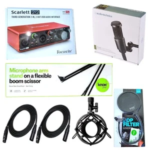 Focusrite Scarlett 2i2 3rd Gen 2x2 USB Audio Interface Big Bundle AT2020 Mic - Picture 1 of 1