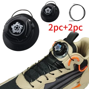1pair Metal Wire Swivel Automatic Buckle Rope Sneaker Shoe Laces for Kids Adult - Picture 1 of 12