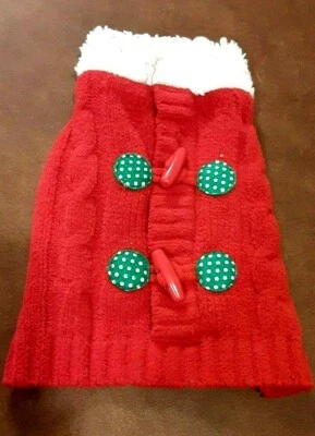 Doggie Sweater Red and White Knit Christmas Size XXS - Image 1 of 3