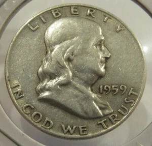 Medio dólar #2 1959-D Benjamin Franklin 90 % plata 50 c - Imagen 1 de 2