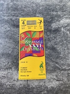 XXVI Olimpiada Atlanta GA CÚPULA Juegos Olímpicos de EE. UU. Boleto de Balonmano 4-1996. - Imagen 1 de 7