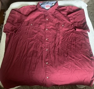 Wrangler Burgundy Short Sleeve Mens Size 3XL XXXL Casual Wear - Picture 1 of 2