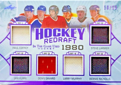 🔥#/15 COFFEY KURRI SAVARD MURPHY LARMER 6 RELIQUIAS 2020-21 HOJA EN EL JUEGO USADO Foto 1 de 4
