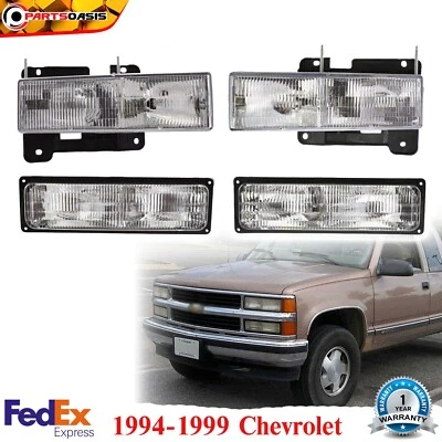 前灯 + 信号灯 LH 和右手适用于 1994 - 1999 年雪佛兰 &GMC C/K 系列 — 第 1/4 张图片