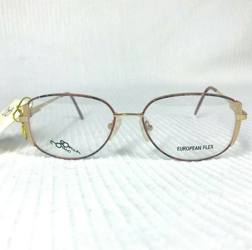 Gafas de sol Rx ópticas texturizadas de colección de los años 90 de metal dorado NOS mármol rosa 54/18  Foto 1 de 4