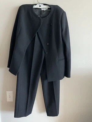 Traje Pantalón Giorgio Armani Le Collezioni Vintage Negro Brillante Mezcla Lana - EE. UU. 6 Foto 1 de 4