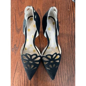 Boden Eloise Heel Womens EU40 US9.5 Black Suede Point Toe Delicate Petal Floral - Picture 1 of 6