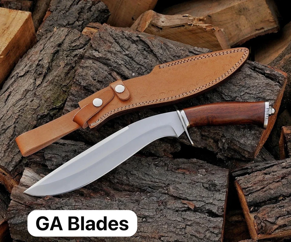 CUSTOM HANDMADE HIGH CARBON STEEL HUNTING KUKRI KNIFE WOOD HANDLE W/SHEATH - Image 1 of 1