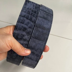 Navy Blue Nubuck Genuine,Real EXOTIC Leather Skin Men's Belts Buckle-Handmade - Picture 1 of 21