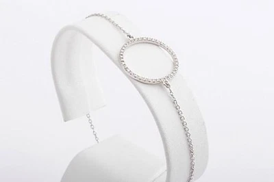 Bracelet 750 18 CT White Gold Diamonds Diamond Length 17,6 CM New Foto 1 de 4