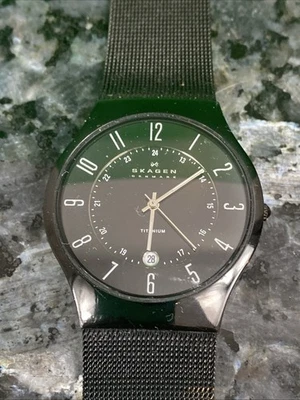 Skagen 233XLTMB Men's Black Titanium Mesh Analog Dial Quartz Wrist Watch AEA152 - Image 1 of 4