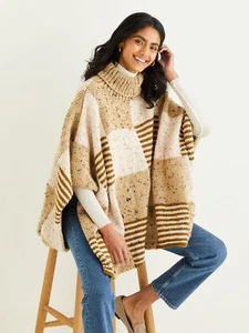 10344 Ladies Chunky Roll Neck Poncho Knitting Pattern knit paper hard copy - Picture 1 of 1