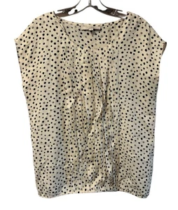 Top Ann Taylor Loft Volantes Frontales Sin Mangas Talla Mediana Gris Negro Crema (1114) - Imagen 1 de 6