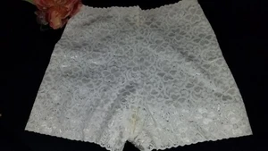 Vintage Floral White Nylon & Lace Long Briefs Light Shapers Panties SIZE XL NWOT - Picture 1 of 3