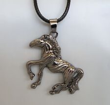 Black Horse Pendant Necklace on Leather Cord Chain * NEW *