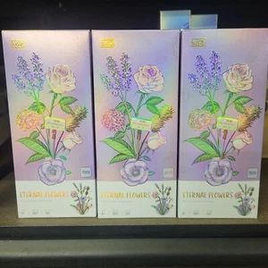 Flower Bouquet Mini Eternal Flower Lot Of 3 Sets 547pc Per Building Block # 1657 - Picture 1 of 13