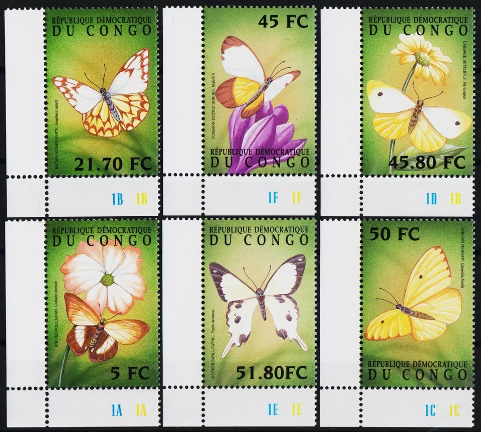 Congo 2001 African Butterflies Butterfly Insects Farfalle Insetti 6v set MNH - Image 1 of 1