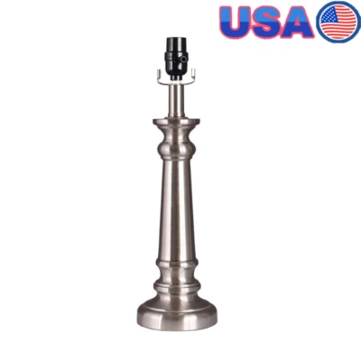 Brushed Nickel Table Lamp Base Transitional Design Office Dorm Room Lighting New - Image 1 of 4