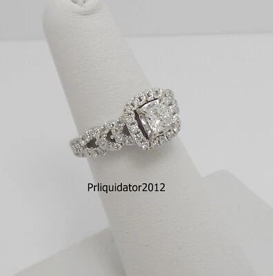 1CT Natural Cushion Diamond Halo Engagement Wedding Ring 14K White Gold Band - Image 1 of 4