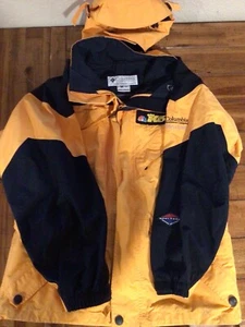 Columbia Titanium Omni Tech Yellow Black Jacket Sz Med King 5 Weather Team - Picture 1 of 6