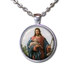 Good Shepherd Jesus Christ Religious Easter Handmade Glass Pendant Necklace - Picture 1 of 10