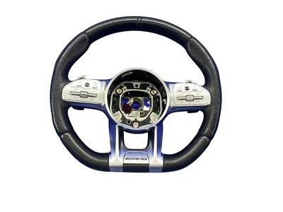 2019-2021 MERCEDES GT53 X290 AMG PERFORMANCE STEERING WHEEL BLACK PIANO LEATHER - Image 1 of 4
