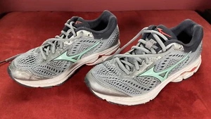 Mizuno Wave Rider Running Shoes (Women’s Size 7.5) • Gray & Jade • Sneakers EUC - Picture 1 of 6