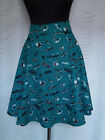 🔻Collectif Turquoise A-Line Skirt  Vintage 50s Car print Size XS UK 8