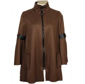 IC by Connie K braune Wildlederimitat Strickjacke Jacke L Lagenlook Zip Swing Artsy - Bild 1 von 9