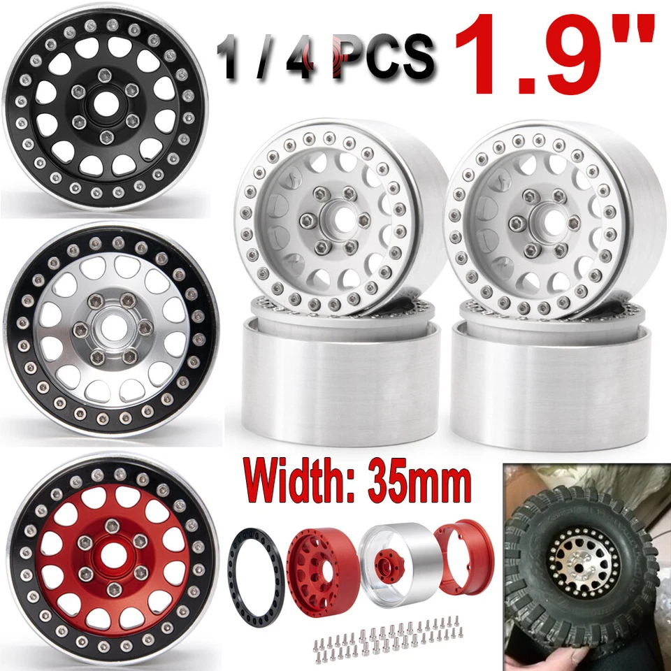 1.9" Metal Beadlock Wheel Rims For 1/10 RC Axial SCX10 CC01 D90 TRX-4 Crawler - Image 1 of 1