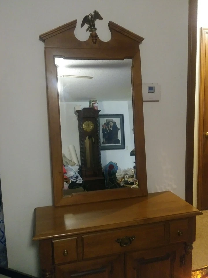 ESPEJO DE PARED VINTAGE Eagle grande andover 48 madera de arce TELL CITY tallado Foto 1 de 4