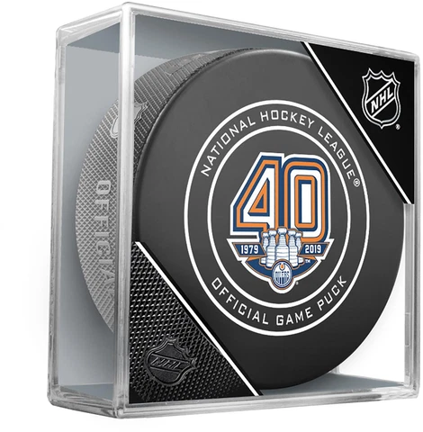 Edmonton Oilers Unsigned Inglasco 40th Anniversary Season Official Game Puck Cover