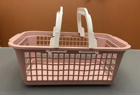 Vintage Plastic Basket w/Handles, Shower Caddy Tote-Toy Shopping Basket-made USA Cover