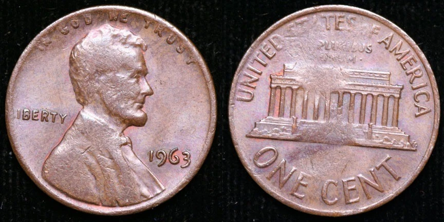 1963 Lincoln Cent - Struck on Split Planchet error - 2.15 grams - Image 1 of 1