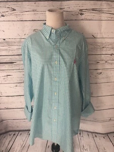 Men's Ralph Lauren Long Sleeve Button Up Sz L Aqua White Plaid Pink Pony Shirt - Picture 1 of 6